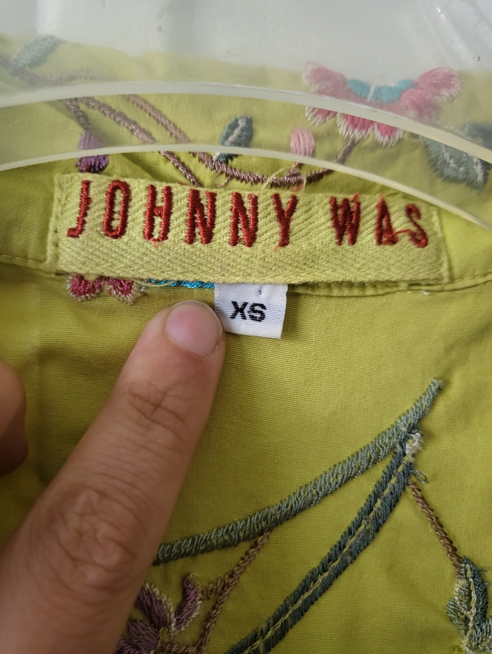 Johnny Was Chartreuse Floral Embroidered Stretch Jacket Long Trench Coat XS - Picture 4 of 5